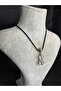 Leather Drawstring Necklace with Violin Figure - 2