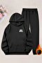 Unisex Black the Bos Printed Tracksuit Hoodie - Winter Embossed Fabric