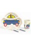 5 Piece Car Designed Kids Bamboo Tableware Set - A - 3