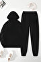 Unisex Black We Need Printed Tracksuit Hoodie - Winter Embossed Fabric - 2