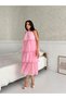 Pink Ruffle Halter Neck Chiffon Midi Dress - 4