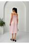 Pink Slim Strap Pleated Midi Dress - 5