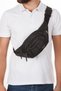 Men's Black - White Fabric Crossbody Crossbody Chest Shoulder and Waist Bag with USB Headphone Output - 2