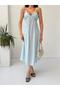 Baby Blue Thin Strap Pleated Midi Dress - 5