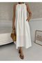 Ecru Halter Neckline Wide Cut Dress - 4
