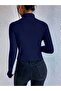 turtleneck knit sweater with pearl-embroidered sleeves and necklace detail - 2