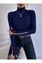 turtleneck knit sweater with pearl-embroidered sleeves and necklace detail - 5