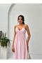 Pink Slim Strap Pleated Midi Dress - 3