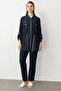 Zippered Striped Overcoat 07582