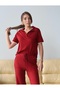 Women's Maribel Cotton Modal Fabric Polo Collar Blouse-Pants Two-Piece Bottom-Top Set, 4 Seasons Casual Set - 4