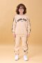 Boy's Appliqued Raised Crew Neck Double College Suit - Stone