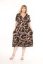 Plus Size V-Neck Short Sleeve Skirt Pleated Stylish Combed Viscose Midi Length Dress - 8