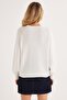 Women's Oversize Wide Cut Button Collar White Sweater - 7