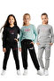 3-Piece Girl's Tracksuit Set with Hooded Kangaroo Pocket and Zero Collar Print