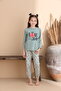 Green Stripe Pattern Cotton Knitted Long Sleeve Mother-Daughter Pajama Set - 5