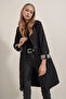 Women's Zippered Trench Coat Black 1192 - 5