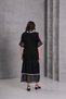 Women's Plus Size Black, Sleeve and Hem Mesh and Piping Detailed, V-Neck Dress 65N39086 - 6