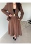 Brown Pleated Flared Skirt - 2
