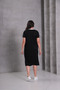 Women's Plus Size Black-White, V-Neck, Piping Detail Midi Dress with Pockets 65N39083 - 5