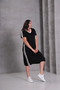Women's Plus Size Black-White, V-Neck, Piping Detail Midi Dress with Pockets 65N39083 - 3