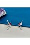 Steel Dark Pink Stone Flowing Water Drop Earrings - 6