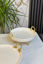 2-Piece Metal Leg Porcelain Presentation Plate & Appetizer Cake Cookie Serving Plate with Handles - 3