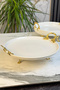 2-Piece Metal Leg Porcelain Presentation Plate & Appetizer Cake Cookie Serving Plate with Handles - 4