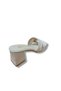 Cream Genuine Skin Leather Women's Heeled Slippers - 8