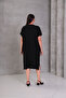 Women's Plus Size Black, Stone and Pearl Embroidered Low Sleeve Pocket Dress 65N39082 - 5