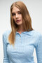 Castana Women's Polo Neck Button Regular Fit Knitwear Blue Sweater - 3