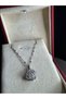 Women's Steel Necklace - Oyster Detail with Zircon Stone, White Color, Women's Necklace - 6