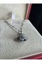 Women's Steel Necklace - Oyster Detail with Zircon Stone, White Color, Women's Necklace - 4