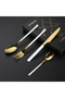 4-Piece Stainless Steel Cutlery Set White/Gold - 5