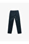 Cotton Button Detailed Navy Blue Boy's Trousers 6Wkb40009Tw