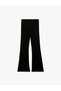Stone Detailed Elastic Waist Black Girl's Trousers 6Wkg40036Ak - 2