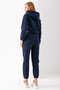 Women's Hooded California Embroidered Stopper Detailed Tracksuit Set Navy Blue - 2606 - 8