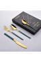 4-Piece Stainless Steel Cutlery Set Green/Gold - 5