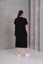 Women's Plus Size Black, Low Sleeve, Shoes Pattern Ornamental Lace-Up Pocket Dress 65N39075 - 3