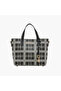 Houndstooth Print Tote Bag with Double Handle and Button Closure