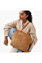 Corduroy Tote Bag with Double Handle and Zip Closure - 2