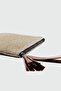 Juno Tassel Detailed Straw Clutch Bag Brown - 3