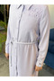Shirt Collar Lace Detail Long Lavender Tunic T-1451 - 3