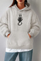 Squeaky Cat Front Printed Basic Oversize Seasonal/Winter Hooded Women's Sweatshirt - Hoodie