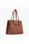 Textured Tote Bag with Double Handles and Zip Closure - 4