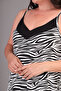 Women's Plus Size Black-White, Roba Garni Detail, Zebra Print, Long Dress with Rope Strap 65N39080 - 5