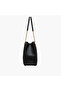 Textured Tote Bag with Button Closure and Chain Strap - 5