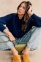 Navy Blue Crew Neck Thessaloniki Knitted Buttoned Women's Cardigan Mg2487 - 3