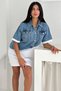 White Denim Collar and Pocket Detail Women's Loose Dress - 6