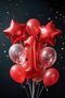 1 Year Old Red Number Balloon Birthday Party Set Red Color Balloon Red Sequin Transparent Balloon