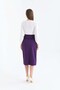 Women's Purple High Waist Midi Knitted Skirt with Belt and Slit Detail - 3